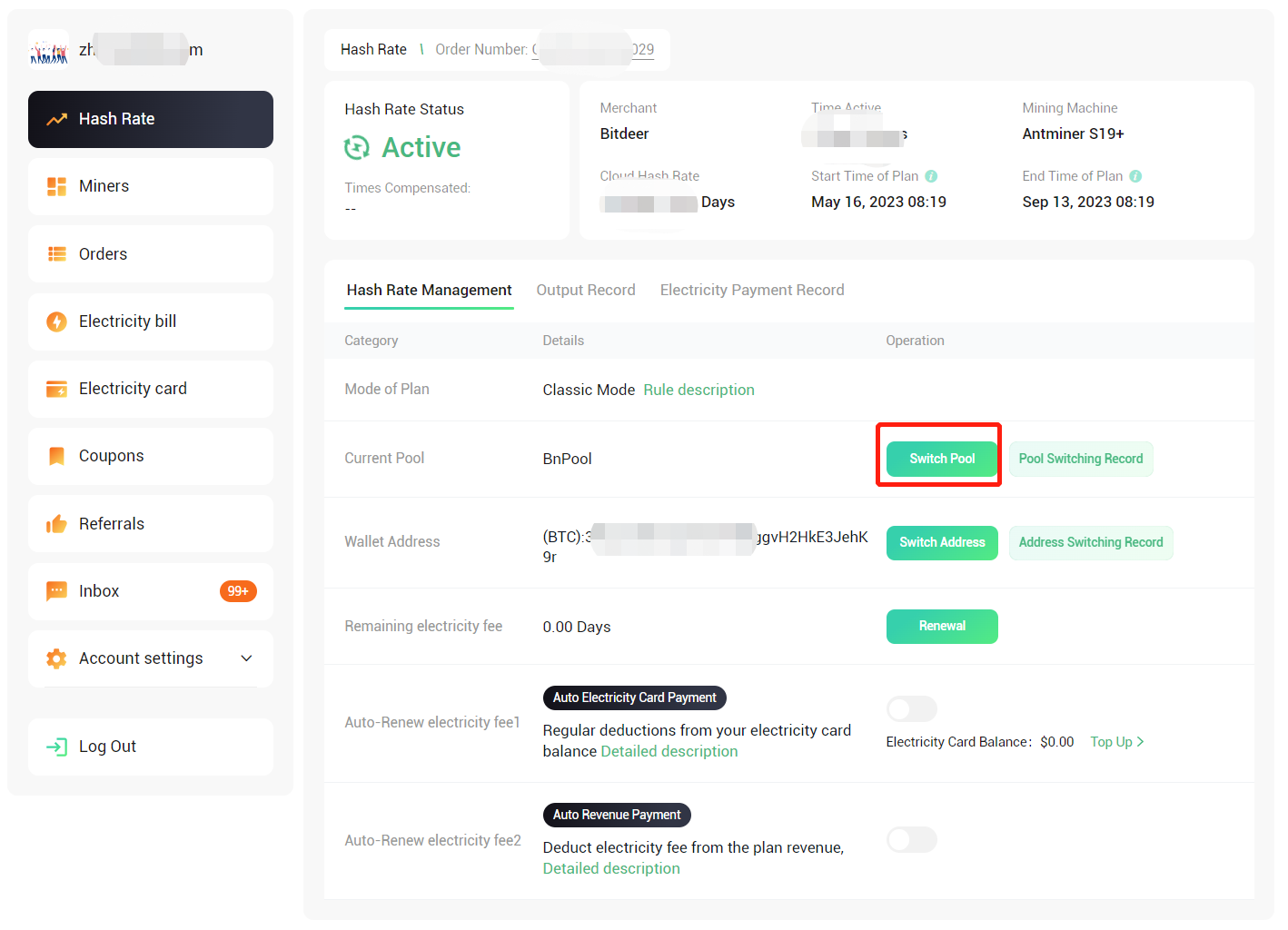 How to switch pools for a plan – Bitdeer Help Center
